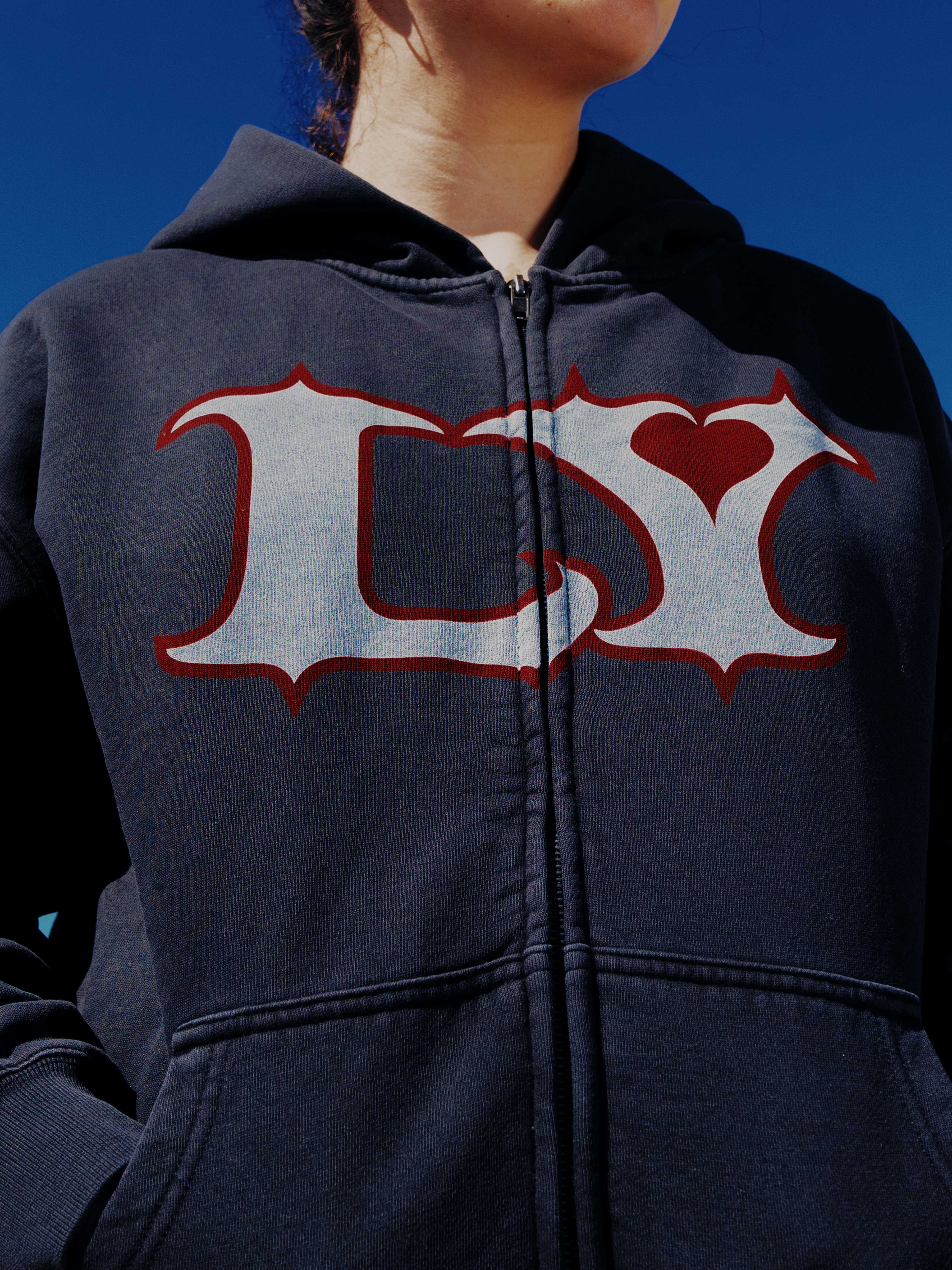 Lola Young - LY black zip-up hoodie