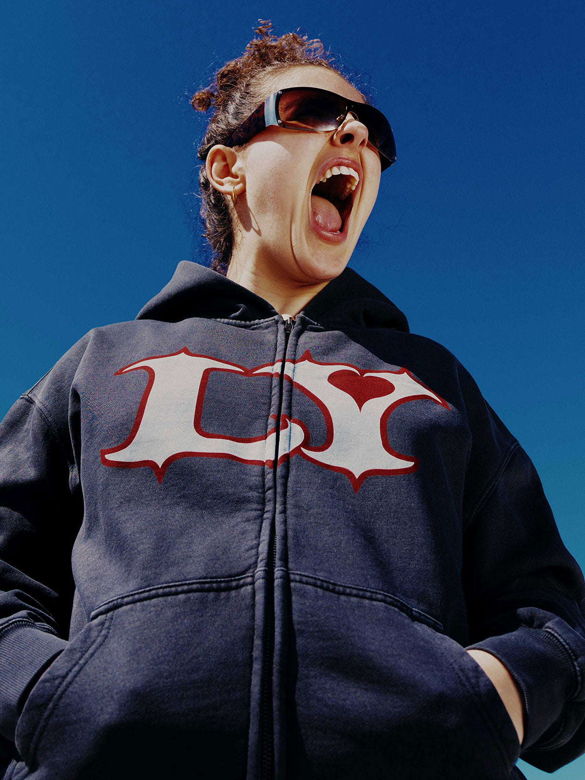 Lola Young - LY black zip-up hoodie
