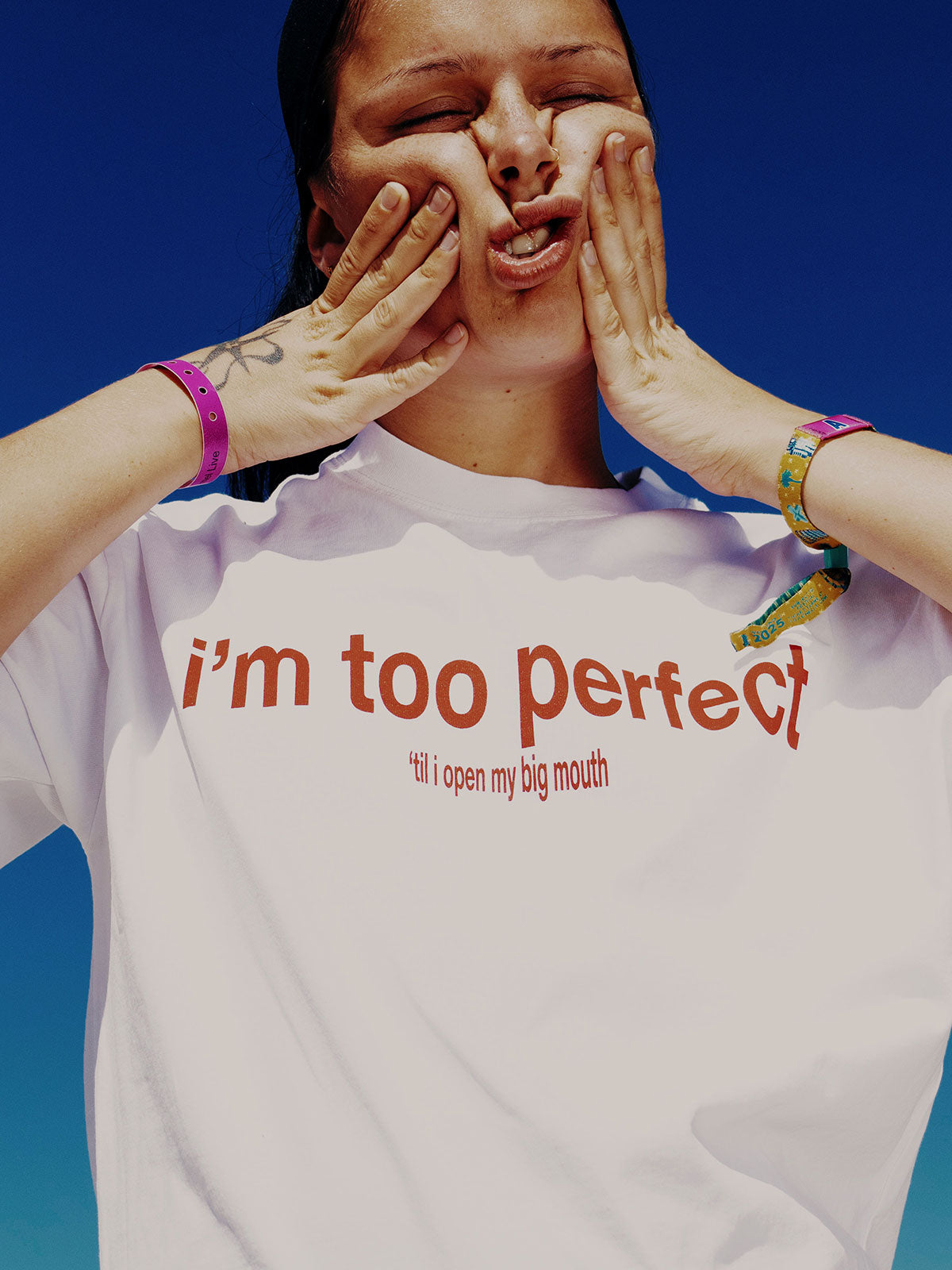Lola Young - i'm too perfect white lyric t-shirt